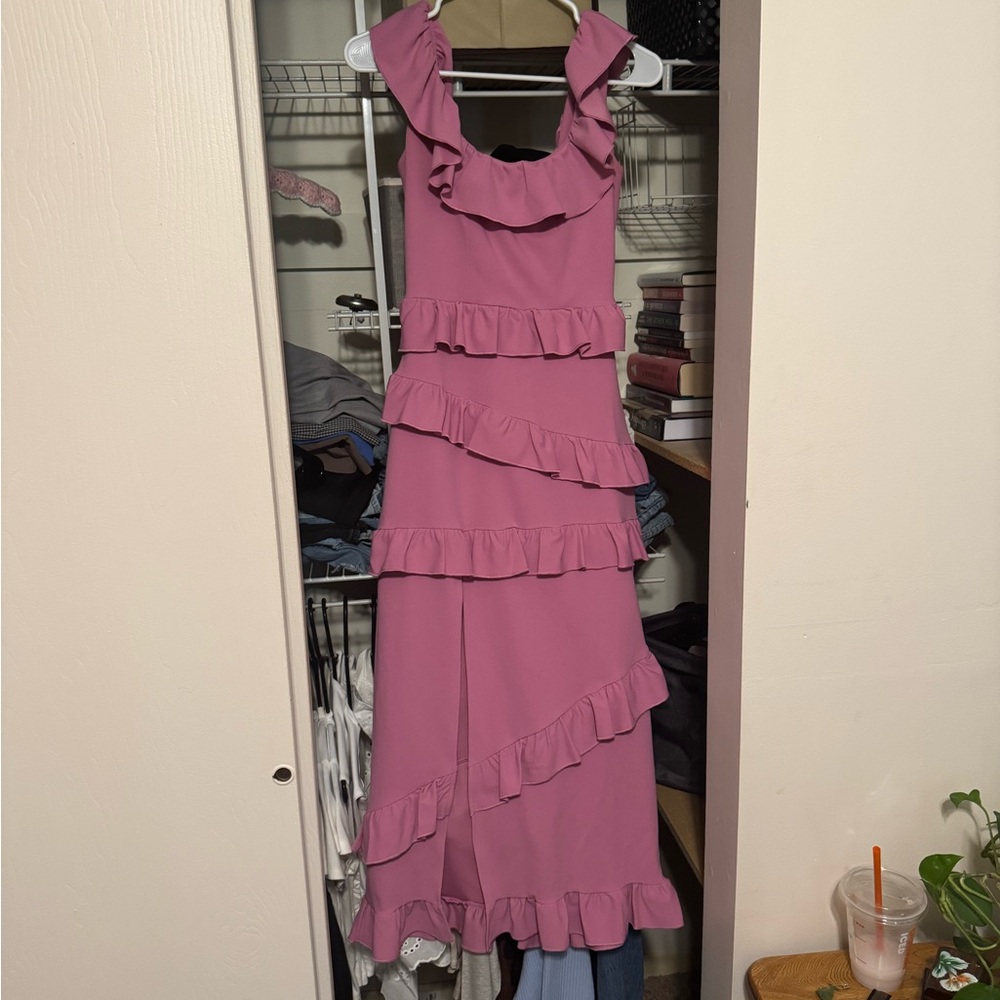 Show Me Your MuMu Asymmetrical Ruffled Dress in Mauve